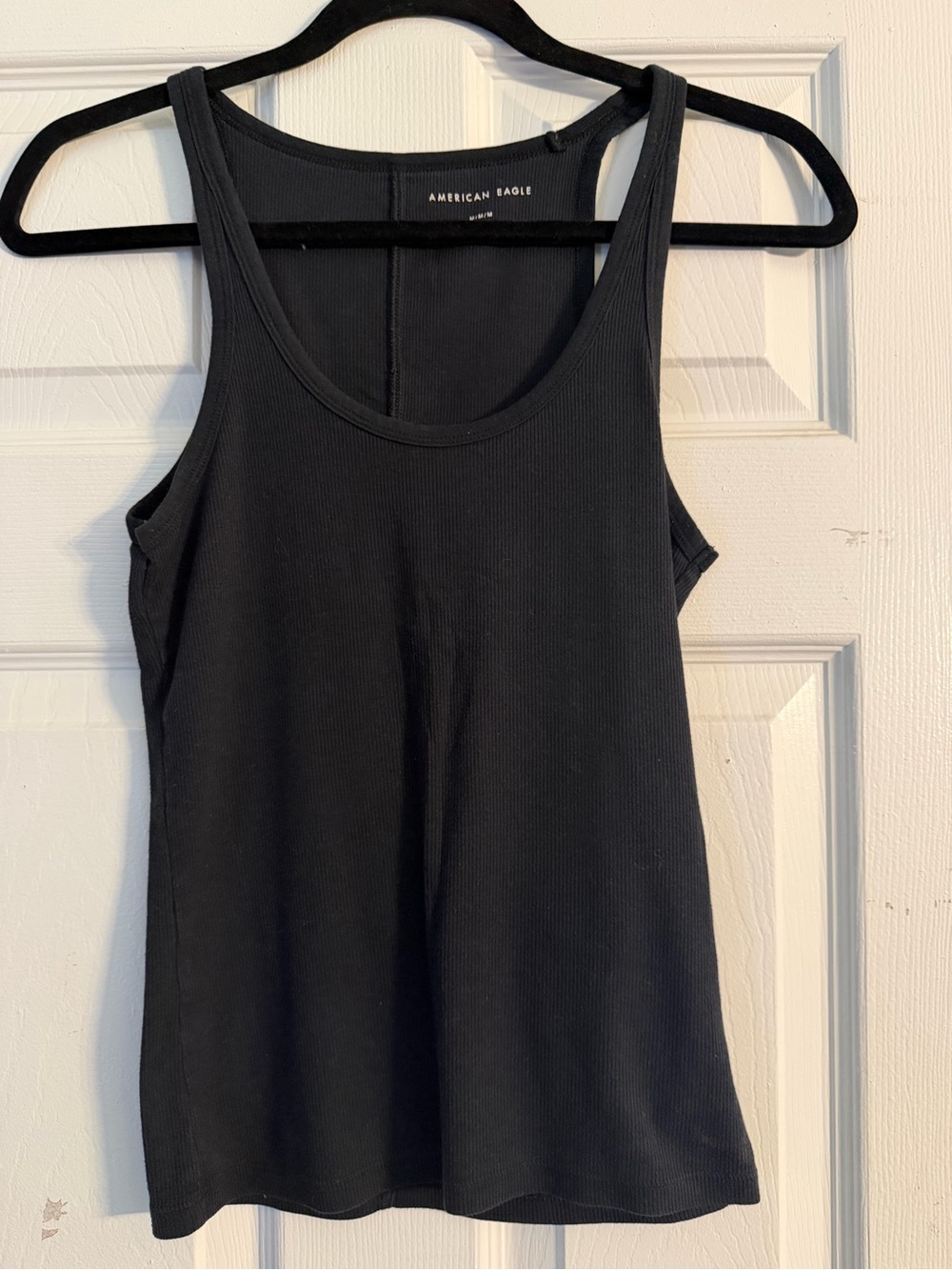 American Eagle Outfitters Black Ribbed Scoop Tank - Women's